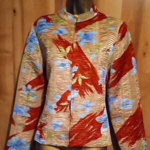 Analogy Women's Medium Floral Jacket Lined Multi Color